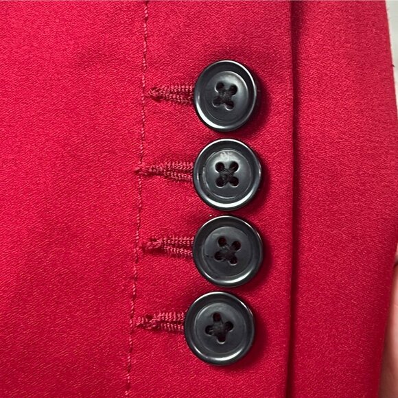 Red Fitted Blazer Jacket M Single Button Front Notch Lapel Holiday Work - Picture 7 of 12